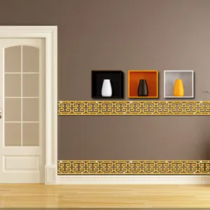 Adesivo murale bordo geometrico 3D acrilico effetto specchio battiscopa decorativo dettagli