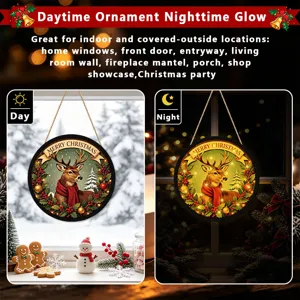 Christmas LED hanging sign with deer design, glowing ornament for indoor holiday window decor
