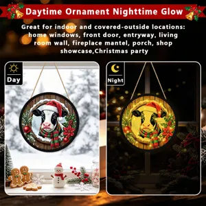 Christmas glowing hanging sign LED light up ornament for window holiday party decoration item