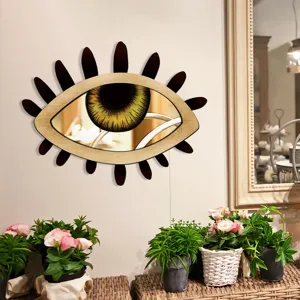 Bohemian wooden eye wall mirror BOHO style acrylic decorative mirror for bedroom home decor