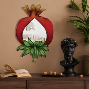 Bohemian style pomegranate wall mirror wooden decorative mirror for bedroom home decor