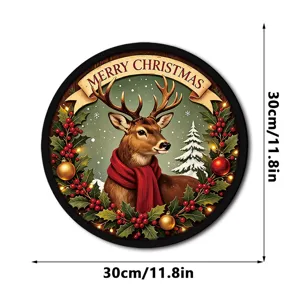 Christmas light up hanging sign LED window pendant decoration 30cm round holiday ornament