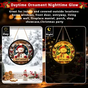 Christmas glowing hanging sign LED snowman door wall decoration for holiday party home