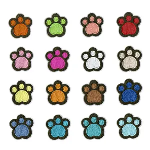Multi-Color Bear Paw Computer Embroidery Patches Cute Animal Paw Applique DIY Clothing Accessories Iron On Badge