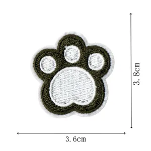 Cute embroidered cat bear paw patch clothing accessory, durable DIY decorative badge.