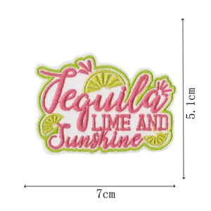Tequila lime and sunshine embroidered patch DIY clothing accessory badge applique 7x5cm