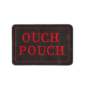 Ecusson brode noir avec texte rouge OUCH POUCH badge tactique pour vetements et sacs
