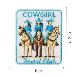 Bestickter Cowgirl Aufnaeher suesses Pferd Western dekorativ Buegelbild fuer Kleidung