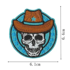 Cooler Western Cowboy Totenkopf Bestickter Aufnäher mit Sternen für Kleidungsdekoration.