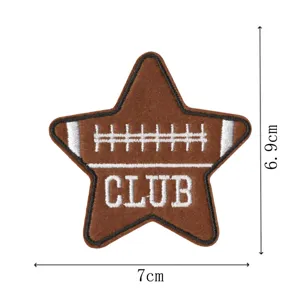 écusson brodé rugby en forme d'étoile tissu marron badge accessoire vêtements thermocollant