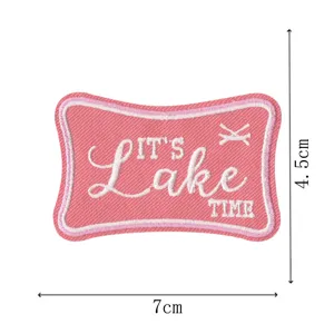 Pink bone shape embroidered patch with inspiring text, perfect for DIY garment decoration.