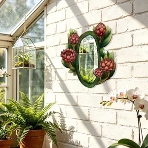Detailed view of bohemian style botanical decorative wall mirror for bedroom home decor