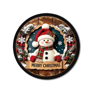 Christmas hanging sign with cute snowman LED light holiday wall decor for home window