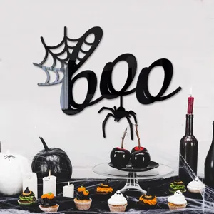 Halloween 3D Ακρυλικό Καθρέφτη Αυτοκόλλητο Τοίχου BOO Ιστός Αράχνης Διακόσμηση Πάρτι