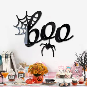 Αυτοκόλλητο τοίχου καθρέφτης BOO ακρυλικό 3D Απόκριες με ιστό αράχνης για διακόσμηση.