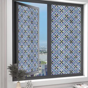 Decorative window film stained glass static cling removable floral pattern glass sticker