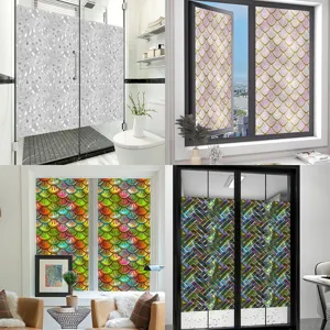 Static Cling Window Film Frosted Privacy Glass Sticker Removable Decorative Window Decal For Home Bathroom Living Room