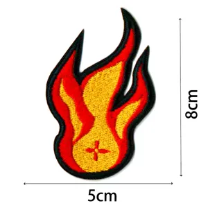 Écusson brodé flamme punk patch en tissu DIY réparation de vêtements badge 8x5cm