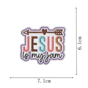 Écusson brodé Jesus is my jam thermocollant badge décoration de vêtement taille 7,1x6,1cm