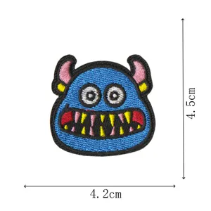 Cute blue monster embroidered patch DIY clothes bag accessory funny cartoon motif sticker