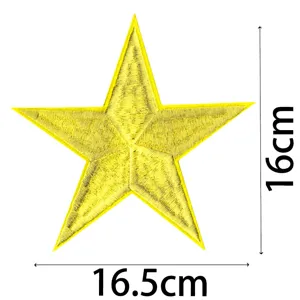 Yellow star embroidered patch for clothing repair and decorative badge 16x16.5cm appliques DIY