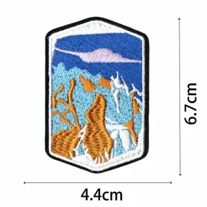 Embroidered patch DIY mountain landscape clothing badge applique apparel accessory
