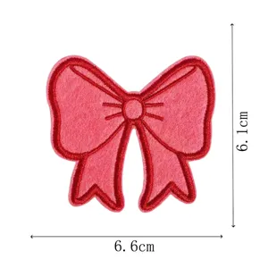 Red bow embroidery patch handmade DIY hairpin decorative clothing accessory badge motif