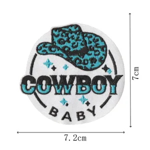 Patch brodé chapeau de cowboy badge vêtement bricolage applique accessoire 7.2x7cm
