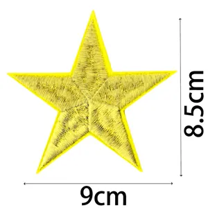 Golden star embroidered patch clothing accessory for jackets hats DIY repair decorative applique.