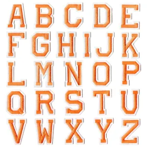 Set de patches brodés alphabet coloré A-Z lettres orange décoration vêtements DIY