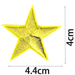 Yellow five-pointed star embroidered patch clothing accessory size 4x4.4cm durable