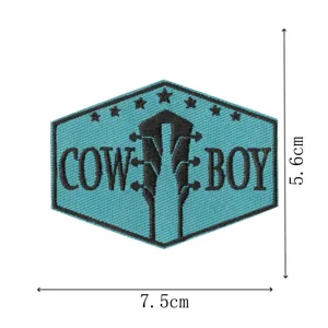 Patch brodé motif guitare cowboy accessoire de vêtement badge de décoration DIY 7.5x5.6cm