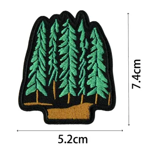 Detail view of the forest tree embroidery patch, fine stitching, perfect for DIY crafts.