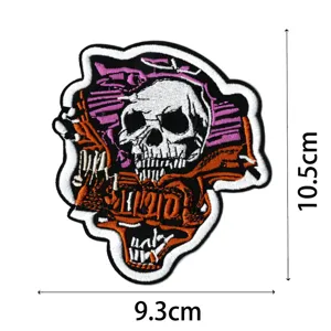 écusson brodé style punk tête de mort accessoire de vêtement badge pour chapeaux et chaussures.