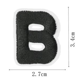 Black embroidered letter B patch clothing repair badge DIY decorative accessory 3.4x2.7cm