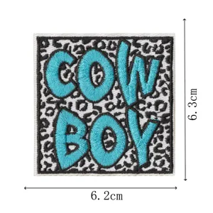 Écusson brodé COWBOY imprimé léopard badge DIY accessoires de vêtement thermocollant