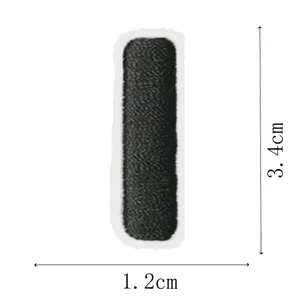 Detailed close-up of black letter I embroidery patch, showing precise 3.4cm height size.