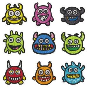 Cartoon Monster Embroidery Patches DIY Iron On Applique Clothing Bag Repair Decorative Badges Cute Animal Sew On Patches