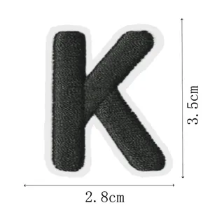Black embroidered letter K patch iron on clothing repair badge alphabet applique diy craft 3.5cm