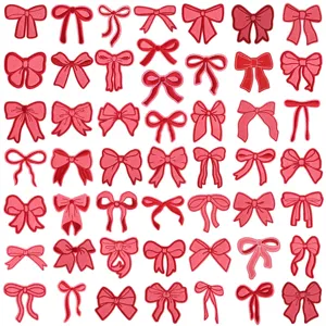Cute Bowknot Embroidery Cloth Patches Iron On Applique DIY Clothing Accessories Decorative Sewing Patches For Bags Hats