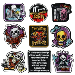 Punk Style Tête de Mort Broderie Patch Badge Brodé par Ordinateur Accessoires de Vêtements Pour Vestes Chapeaux Chaussures