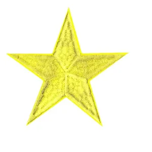 Yellow star embroidered patch for clothing, hats, jackets decoration and DIY repair craft.