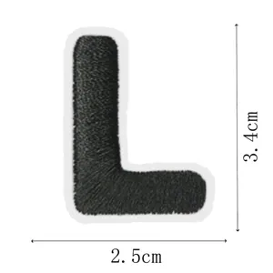 Black letter L embroidery patch detail, 3.4x2.5cm DIY clothing repair decorative applique