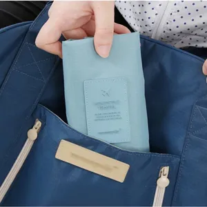 Portable foldable travel shoe bag waterproof storage bag for luggage organization in blue color