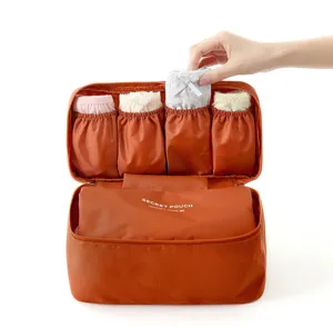 Portable travel underwear storage bag multi-function bra organizer orange color wash bag