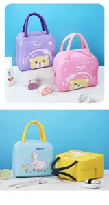 Cute insulated lunch bag for women and kids, portable bento thermal storage tote bag for school.