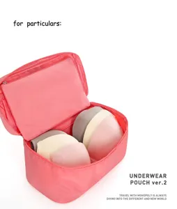 Portable pink travel bra storage bag, multi-functional underwear organizer pouch for daily use.