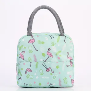 Borsa termica isolata con stampa fenicottero ananas tessuto oxford porta pranzo portatile