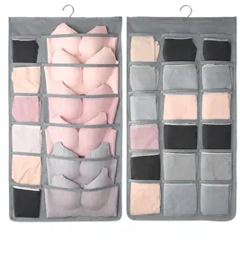 Detalle del organizador colgante de doble cara para sujetadores, ropa interior y calcetines.