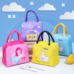Insulated Lunch Bag Oxford Cloth Portable Thermal Bento Pouch Food Storage Organizer